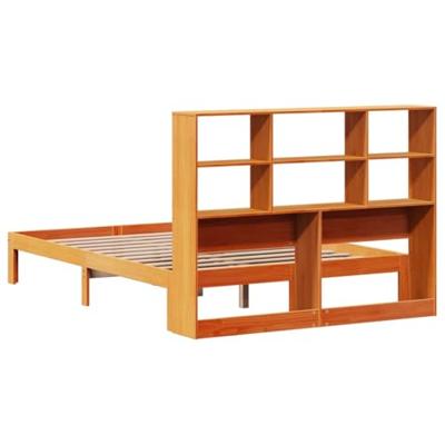 Bed met boekenkast zonder matras grenenhout wasbruin 140x190 cm