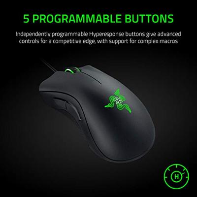 RAZER DeathAdder Essential Ergonomische gaming-muis Kabelgebonden Optisch Zwart 5 Toetsen 6400 dpi Ergonomisch, Verlicht