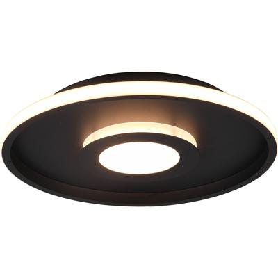 LED Plafondlamp - Badkamerlamp - Trion Asmaya - Opbouw Rond 35W - Spatwaterdicht IP44 - Dimbaar - Warm Wit 3000K - Mat Zwart - Aluminium