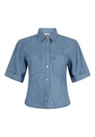 Aaiko Serene Stripe Co 568 Blouse 8 Blue Denim - thumbnail