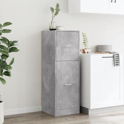 Apothekerskast 40x41x118 cm bewerkt hout betongrijs - thumbnail