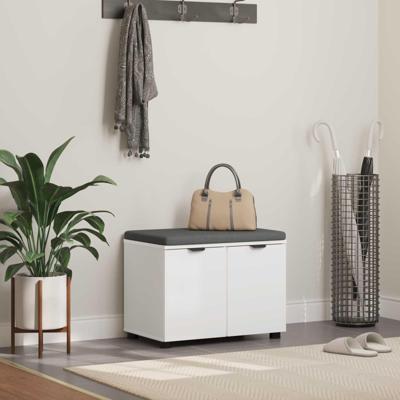 Halbank met kussen met opslag met de deur Wit 60 x 38 x 46 cm