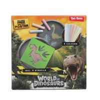 Toi-Toys World of dinosaurs stoepkrijt dino met sjablonen, 10dlg. - thumbnail