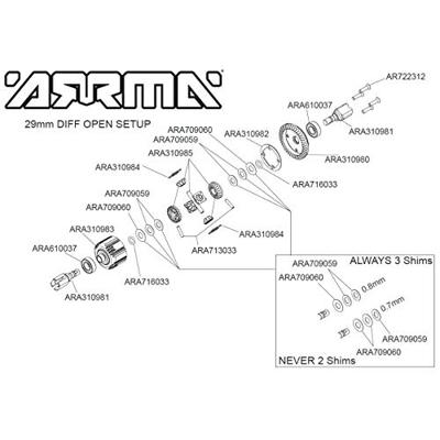 Arrma - Active F/R Diff Set, GP4 5mm 10k (ARA310990)