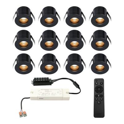 Set van 12 Olivia LED Mini Inbouwspots met Trafo - 12 Volt 3 Watt 150 lumen - Dimbaar - Verzonken - Plat 36mm - 2700K - IP44 waterdicht - Zwart - Veranda Spotjes - Overkapping Spotjes Set van 12 Olivia LED Mini Inbouwspots met Trafo - 12 Volt 3 Watt 150 lumen - Dimbaar - Verzonken - Plat 36mm - 2700K - IP44 waterdicht - Zwart - Veranda Spotjes - Overkapping Spotjes