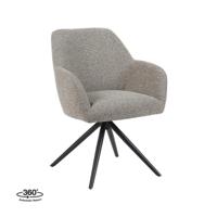 LABEL51 Eetkamerstoel Sayuri - Mushroom - Royal Boucle - Zwart Metalen Frame - thumbnail