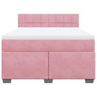 Boxspring met matras fluweel roze 140x190 cm - thumbnail