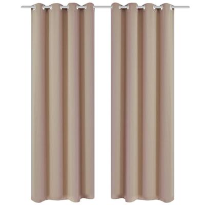 VidaXL Gordijnen met metalen ringen verduisterend 135x175 crème 2 st