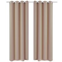 VidaXL Gordijnen met metalen ringen verduisterend 135x175 crème 2 st - thumbnail