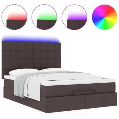 Ottoman bed met matras en LED's 140x190cm stof donkerbruin