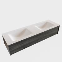 Badkamermeubel BWS Madrid Antraciet 150x45x30 cm Mat Witte Solid Surface Wastafel Dubbel (2 kraangaten) - thumbnail