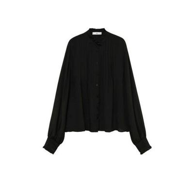 Mango blouse met ruches zwart Mango blouse met ruches zwart