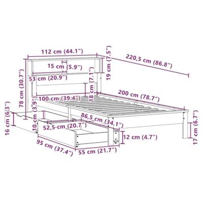 Bed met boekenkast zonder matras grenenhout wit 100x200 cm Bed met boekenkast zonder matras grenenhout wit 100x200 cm