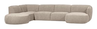 WOOOD Lounge U-Bank 'Polly' Links, Woven, kleur Zand WOOOD Lounge U-Bank 'Polly' Links, Woven, kleur Zand