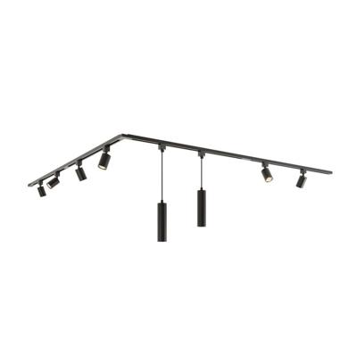 Taros Railverlichting Pakket - L-vorm - 4x 1 m rail - 6 railspots - 2 hanglamp - Incl. RGBWW GU10 - IP20 - Modulair - 230V