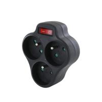 Domino 3x16A - CHACON - Driehoek met schakelaar - Zwart - thumbnail