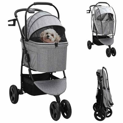 Opvouwbare Huisdierenwagen Grijs 78 x 54 x 101 cm Oxford stof Opvouwbare Huisdierenwagen Grijs 78 x 54 x 101 cm Oxford stof