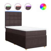 Boxspring met matras stof donkerbruin 90x190 cm - thumbnail