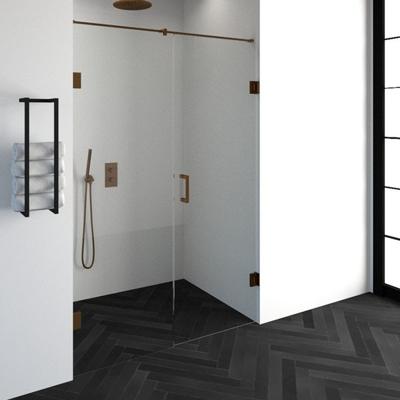 Brauer Void - Nisdeur - 2-Delig - Helder Glas - 140 x 200 cm - Omkeerbaar - met Draaideur 70 cm - Aan Muur - incl. Glascoating - PVD Koper