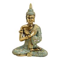 Zittende boeddha van poly goud (B/H/D) 23x33x14 cm - thumbnail