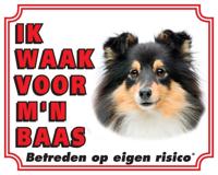 Shetland Sheepdog Waakbord - Ik waak voor Zwart - thumbnail