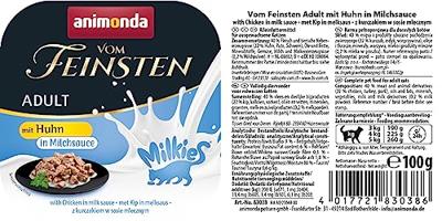 animonda Vom Feinsten Milkies kattenvoer voor volwassenen, natvoer voor volwassen katten, met kip in melksaus, 32 x 100 g animonda Vom Feinsten Milkies kattenvoer voor volwassenen, natvoer voor volwassen katten, met kip in melksaus, 32 x 100 g