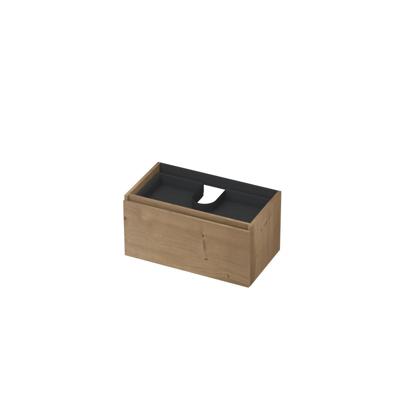 INK - Onderkast 1L met Binnenlade Greeploos Houten Keerlijst Fineer - 800x450x400 Mm - Ash Grey Fineer