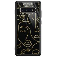 Samsung Galaxy S10 glazen hardcase - Abstract faces - thumbnail