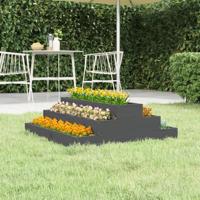 VidaXL Plantenbak 80x80x27 cm massief grenenhout grijs - thumbnail