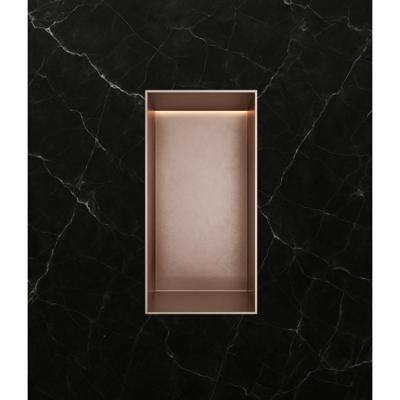 Hotbath &More Inbouwnis - 30 x 15 x 10 cm - Frameless - met LED-verlichting - Geborsteld Koper PVD