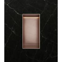 Hotbath &More Inbouwnis - 30 x 15 x 10 cm - Frameless - met LED-verlichting - Geborsteld Koper PVD - thumbnail