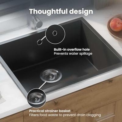 VidaXL Keukenwasbak zwart 38 x 44 x 20 cm graniet