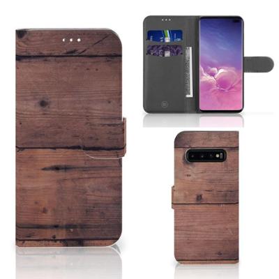 Samsung Galaxy S10 Plus | Book Style Case | Old Wood | Portemonnee hoesje Samsung Galaxy S10 Plus | Book Style Case | Old Wood | Portemonnee hoesje