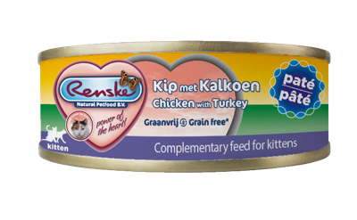 Renske Kitten Graanvrij pâté kip met kalkoen natvoer kat (blikjes) 48 x 70 g