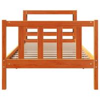 Bedframe met hoofdbord massief grenenhout wasbruin 90x190 cm - thumbnail