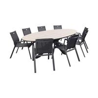 Hartman Napoli stapelstoel Xerix / GI Edison 280x140 cm. tafel - ovale tuinset - thumbnail