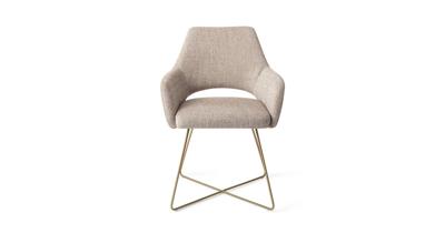 Jesper Home Eetkamerstoel 'Yanai' Cross Gold, kleur Biscuit Beach