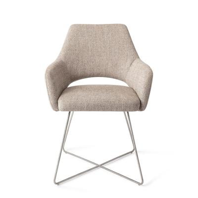 Jesper Home Yanai eetkamerstoel Biscuit Beach cross steel