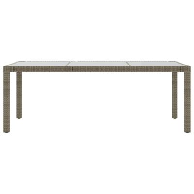 Tuintafel 190x90x75 cm gehard glas en poly rattan grijs