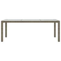 Tuintafel 190x90x75 cm gehard glas en poly rattan grijs - thumbnail