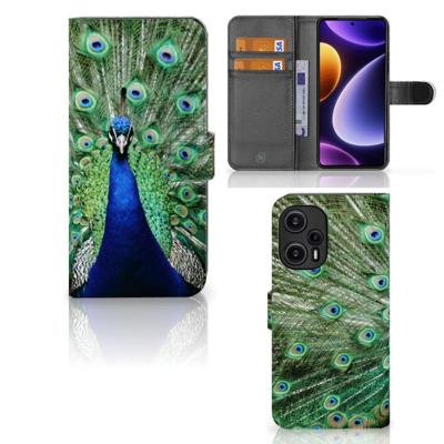 Xiaomi Poco F5 | Telefoonhoesje | Met pasjeshouder | Pauw