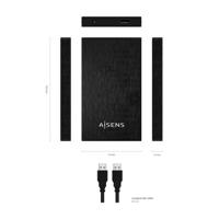 Harde schijf behuizingAisens ASE-2523B Zwart 2,5" - thumbnail