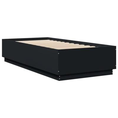 Bedframe met LED-verlichting bewerkt hou zwart 100x200 cm
