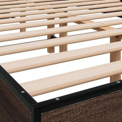 Bedframe bewerkt hout metaal bruin eikenkleur 140x190 cm
