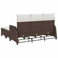 3-delige Tuinbankstel met kussens L-vormig poly rattan bruin - thumbnail