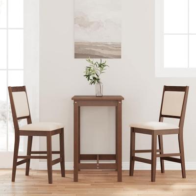 Barkrukken met kussens 2 stuks Bruin massief hout rubber