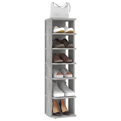 VidaXL Schoenenkast 27,5x27x102 cm bewerkt hout betongrijs VidaXL Schoenenkast 27,5x27x102 cm bewerkt hout betongrijs