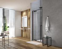 Royal Plaza Guard draaideur met 1x vast deel 90x200cm links/rechts mat zwart-helder 1563217 - thumbnail