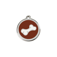 Comic Bone Brown roestvrijstalen hondenpenning small/klein dia. 2 cm RedDingo - Reddingo - thumbnail