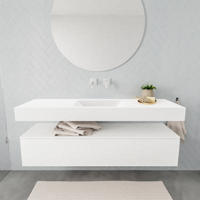 Aqua Splash Badkamermeubel AQS Ibiza 150 cm Soft-Close Lade Solid Surface Wastafel Mat Wit - Badmeubel Ibiza 150 cm Spoelbak Midden Mat Wit (0 Aqua Splash Badkamermeubel AQS Ibiza 150 cm Soft-Close Lade Solid Surface Wastafel Mat Wit - Badmeubel Ibiza 150 cm Spoelbak Midden Mat Wit (0